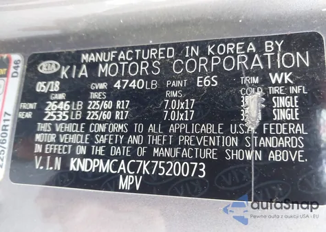 2019 Kia Sportage Lx z USA, uszkodzony, nr VIN KNDPMCAC7K7520073